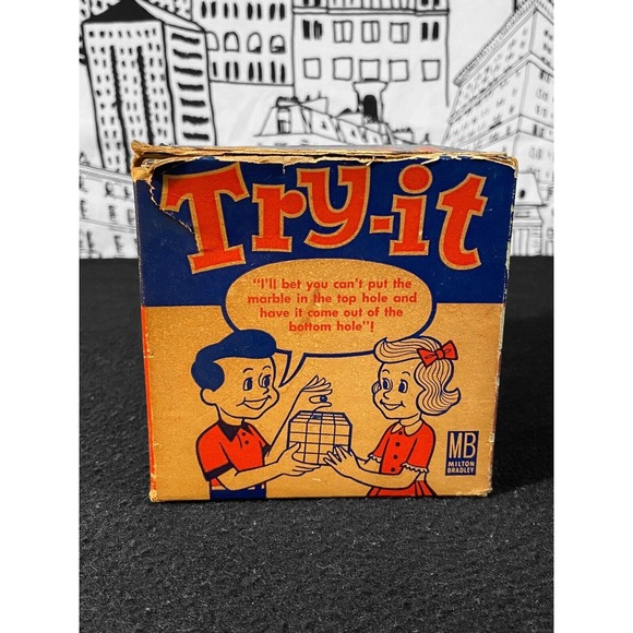 Vintage 1960 TRY IT! Milton Bradley Puzzle Cube Marble Skill Game ORIGINAL BOX! - Picture 1 of 15